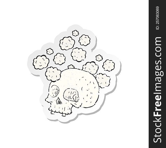 retro distressed sticker of a cartoon old skull