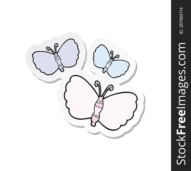 Sticker Of A Cartoon Butterflies