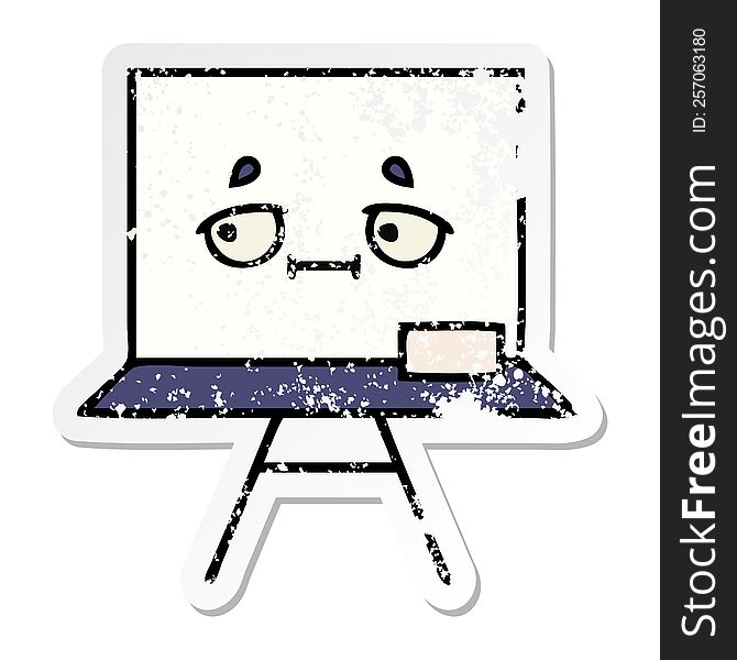 distressed sticker of a cute cartoon white board