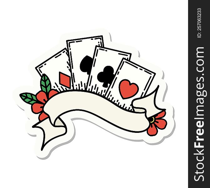 sticker of tattoo in traditional style of cards and banner. sticker of tattoo in traditional style of cards and banner