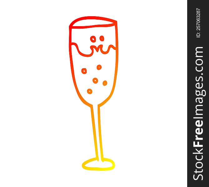 warm gradient line drawing of a cartoon champagne glass