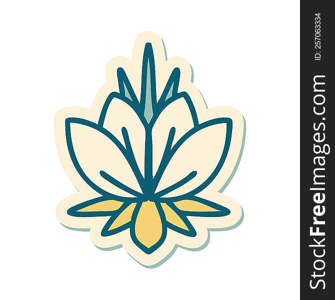 Tattoo Style Sticker Of A Water Lily