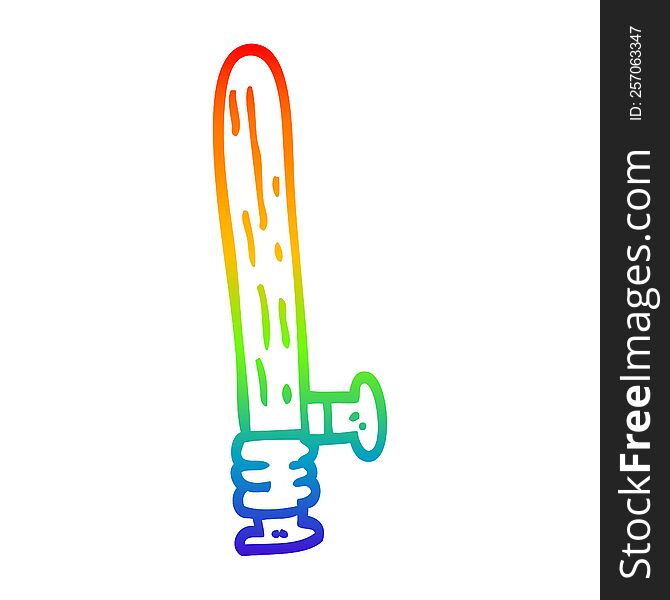 rainbow gradient line drawing of a cartoon police truncheon