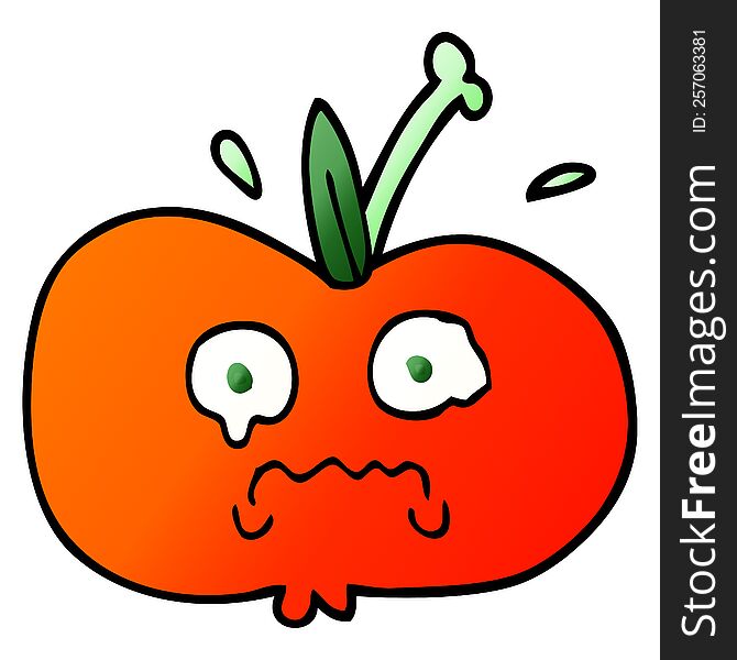 vector gradient illustration cartoon of a sad apple
