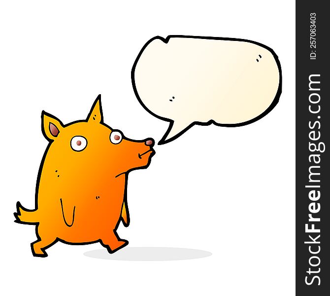 cartoon funny little dog with speech bubble