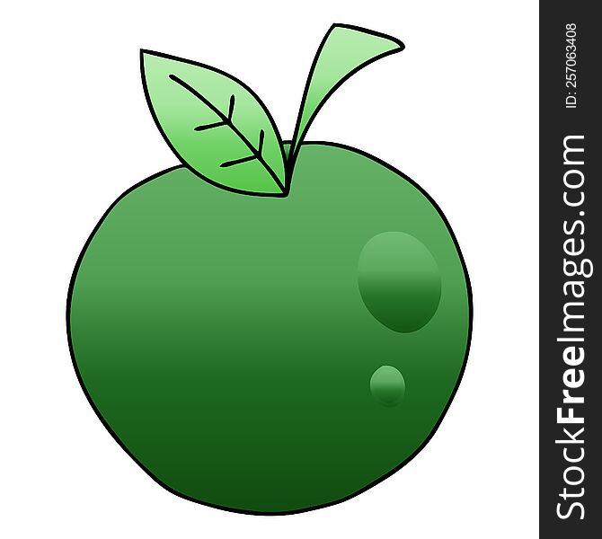 gradient shaded quirky cartoon apple. gradient shaded quirky cartoon apple