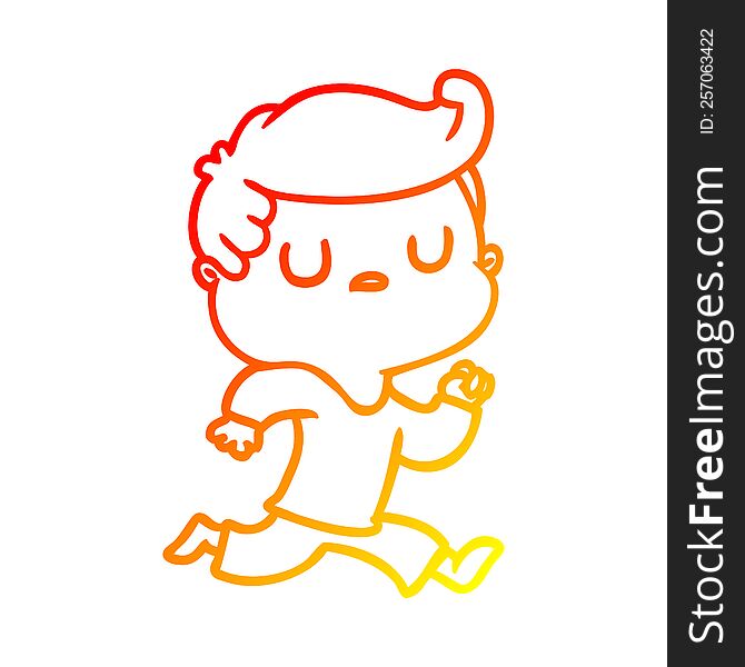 warm gradient line drawing of a cartoon aloof man running