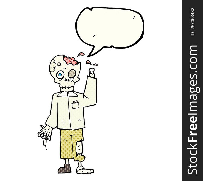 freehand drawn comic book speech bubble cartoon zombie
