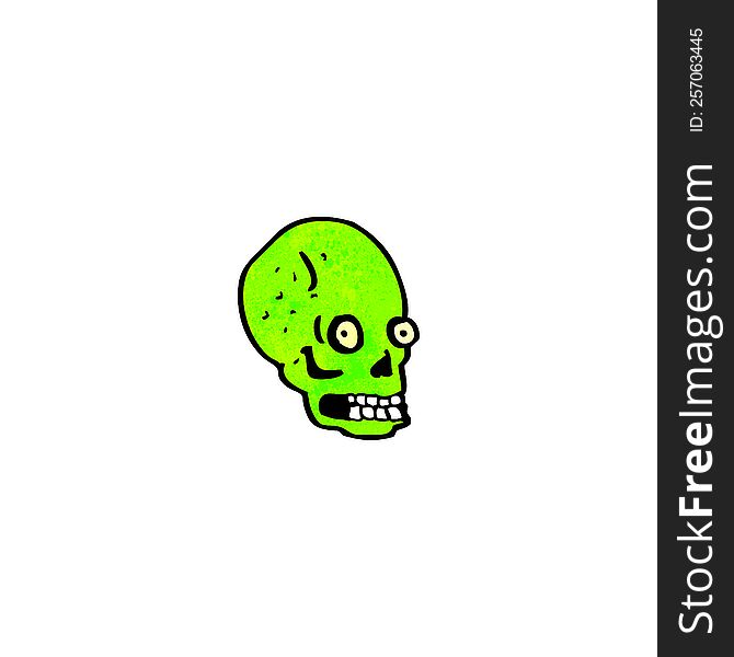 Spooky Green Skull Cartoon