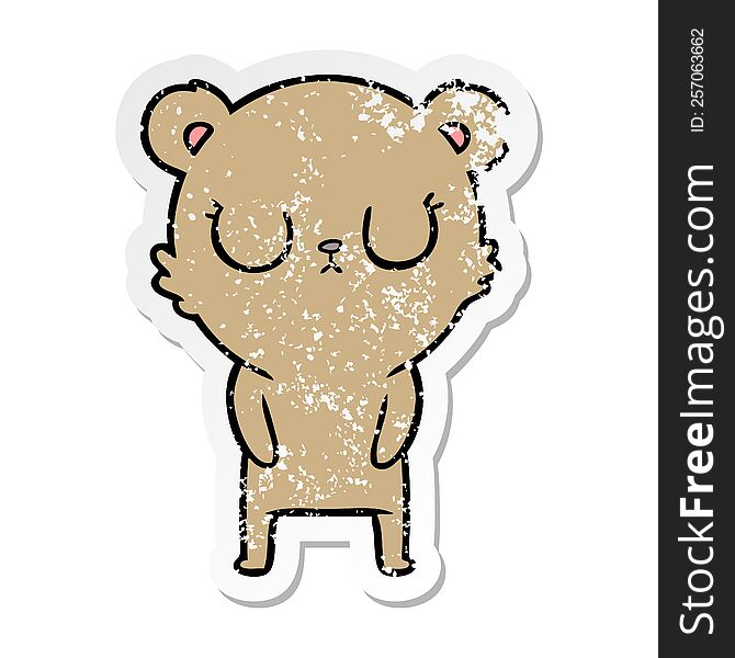 Distressed Sticker Of A Peaceful Cartoon Bear