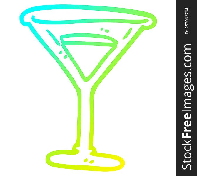 cold gradient line drawing of a cartoon martini