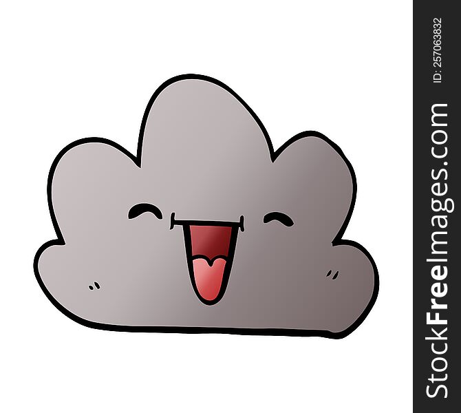 Cartoon Doodle Happy Grey Cloud