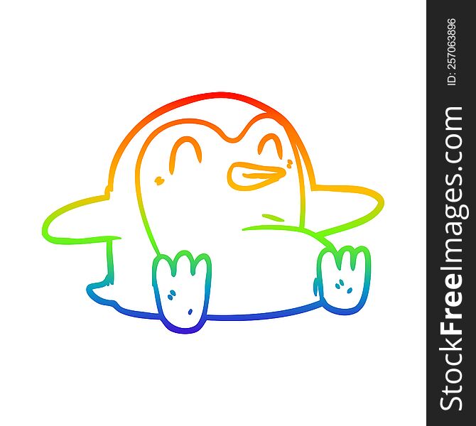 rainbow gradient line drawing of a penguin Cartoon
