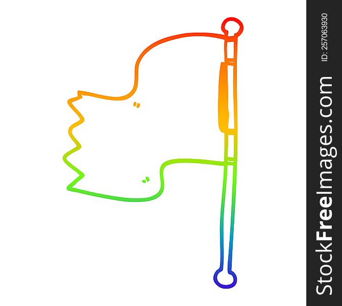 rainbow gradient line drawing of a cartoon waving flag