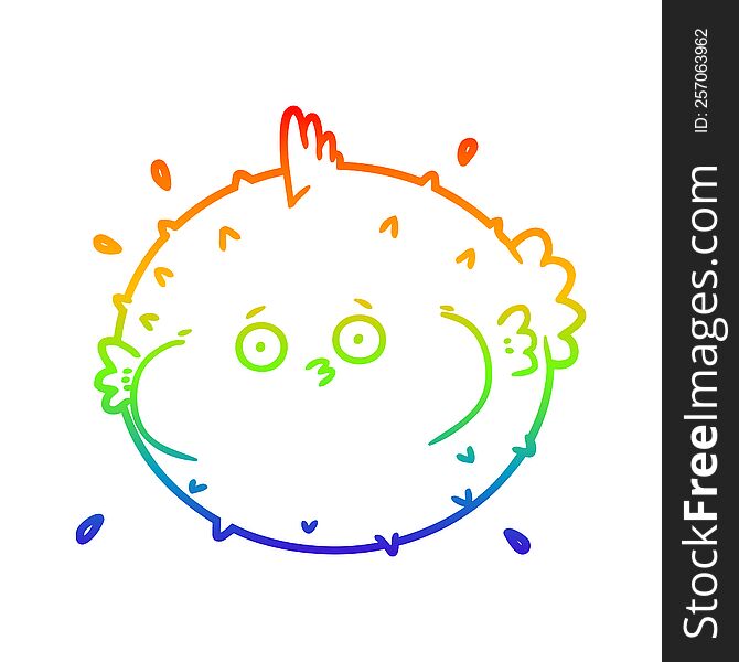 Rainbow Gradient Line Drawing Cartoon Puffer Fish