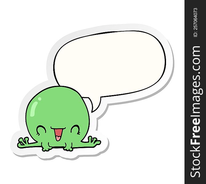 cartoon frog and speech bubble sticker