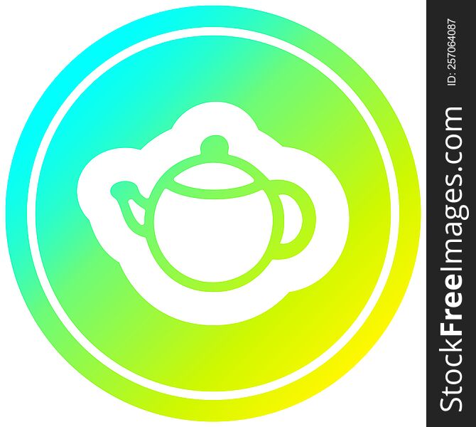 tea pot circular icon with cool gradient finish. tea pot circular icon with cool gradient finish