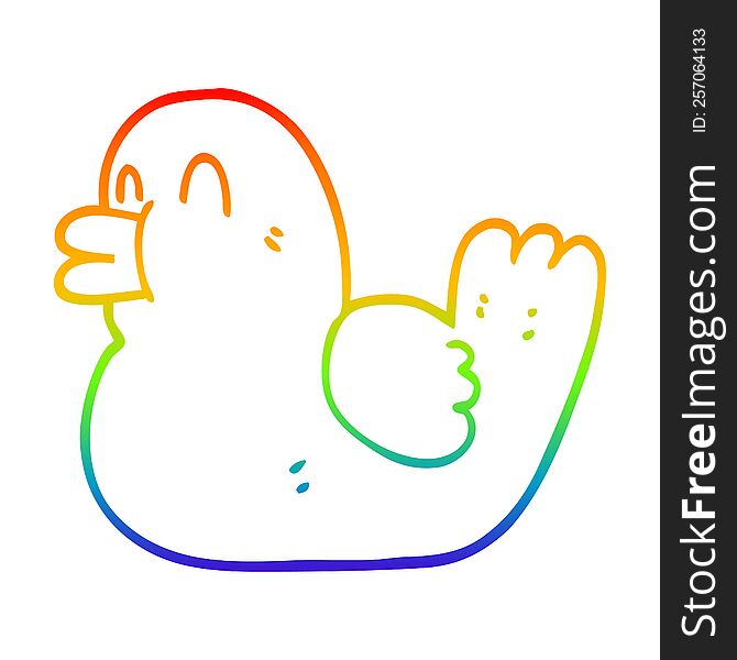 rainbow gradient line drawing of a cartoon rubber duck