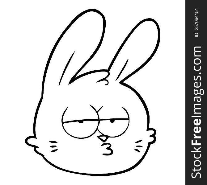 cartoon jaded rabbit face. cartoon jaded rabbit face