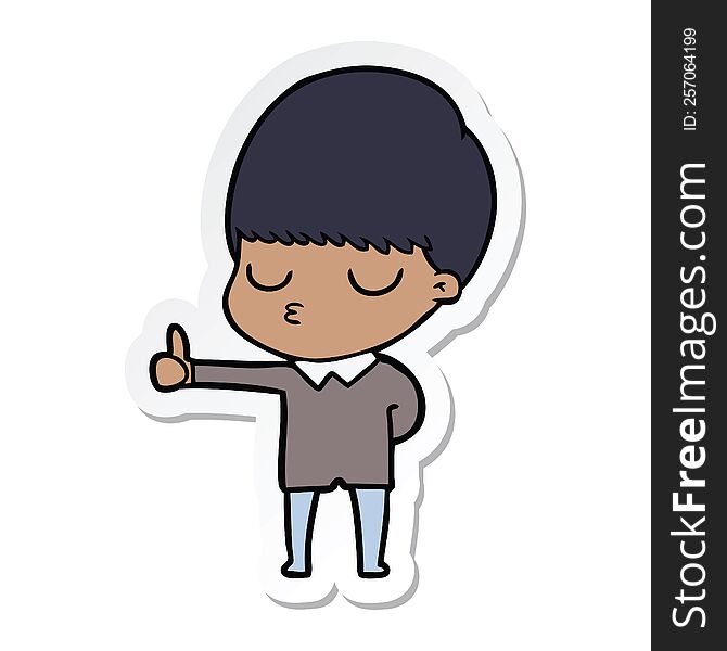 Sticker Of A Cartoon Calm Boy