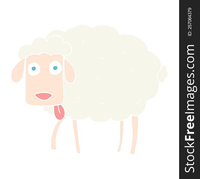 flat color illustration of a cartoon sheep