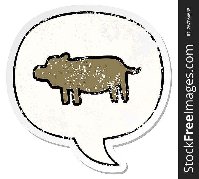 cartoon animal symbol and speech bubble distressed sticker