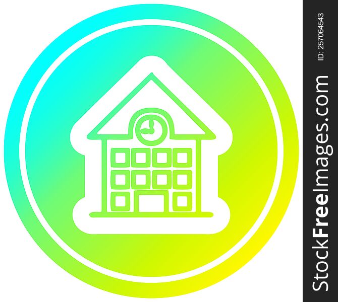 school house circular icon with cool gradient finish. school house circular icon with cool gradient finish