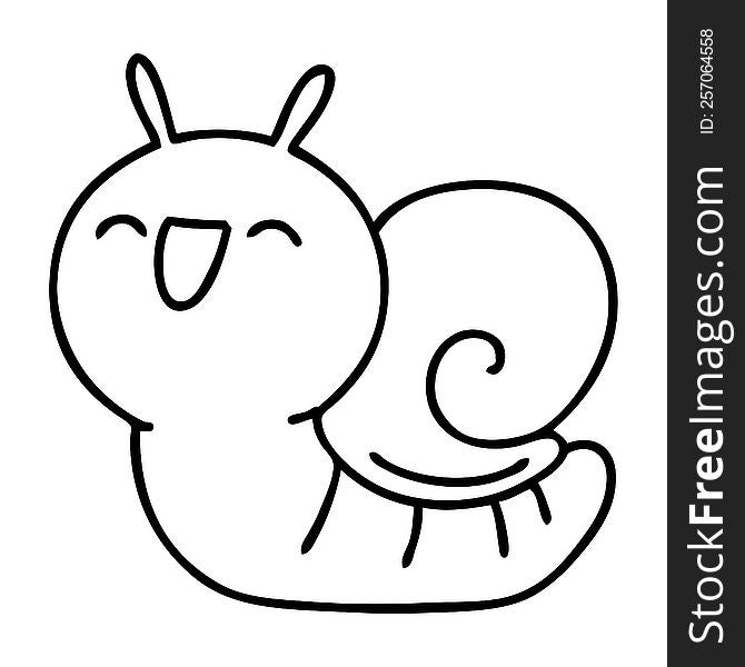 line doodle of a cute snail. line doodle of a cute snail