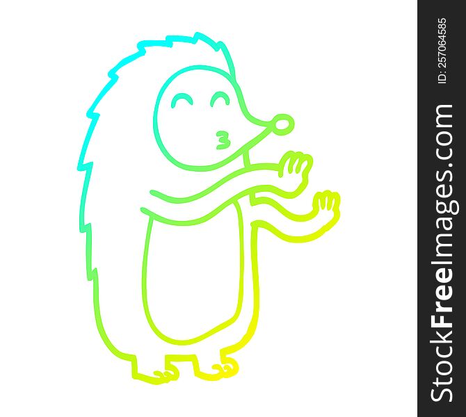 Cold Gradient Line Drawing Cartoon Dancing Hedgehog