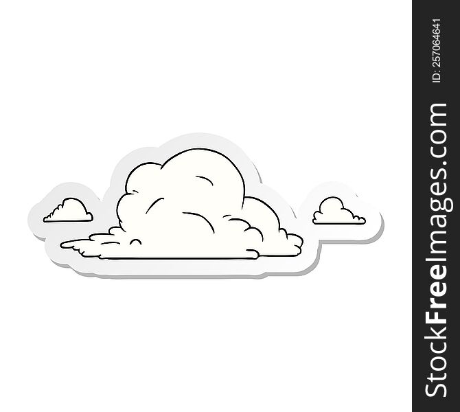 Sticker Cartoon Doodle Of White Large Clouds