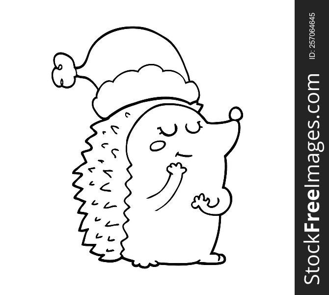 cartoon hedgehog wearing christmas hat