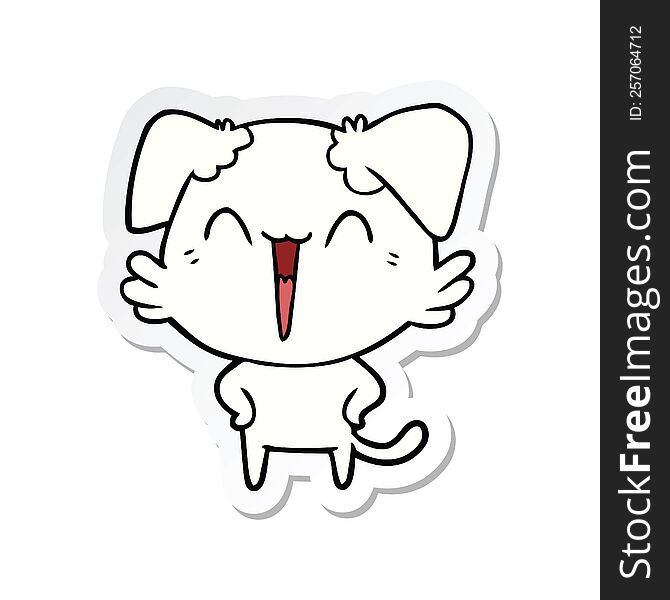 Sticker Of A Happy Little Dog Cartoon