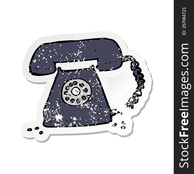 retro distressed sticker of a cartoon retro telephone