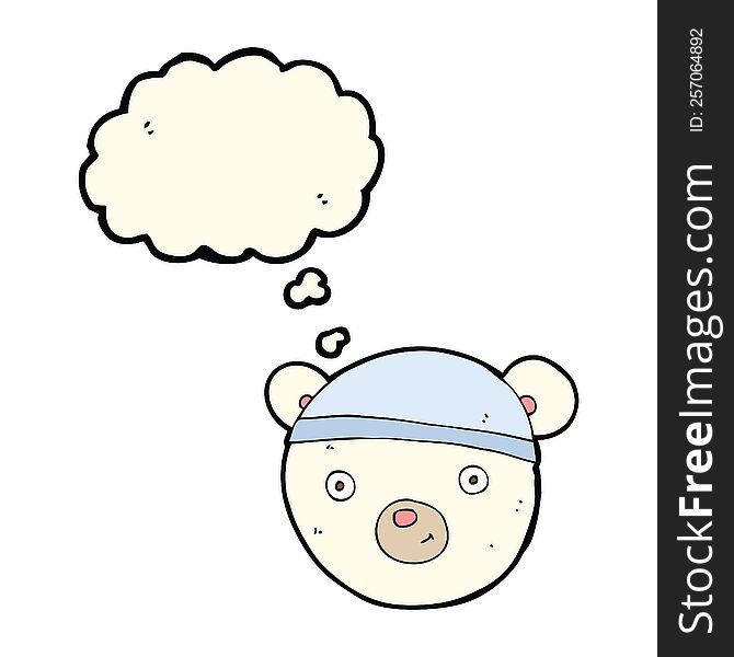 cartoon polar bear face with thought bubble