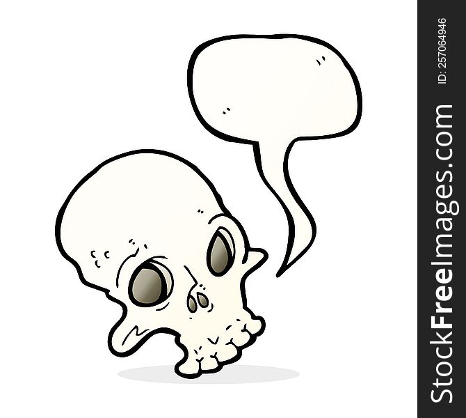 cartoon spooky skull with speech bubble