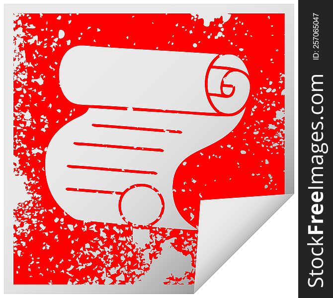Distressed Square Peeling Sticker Symbol Important Document