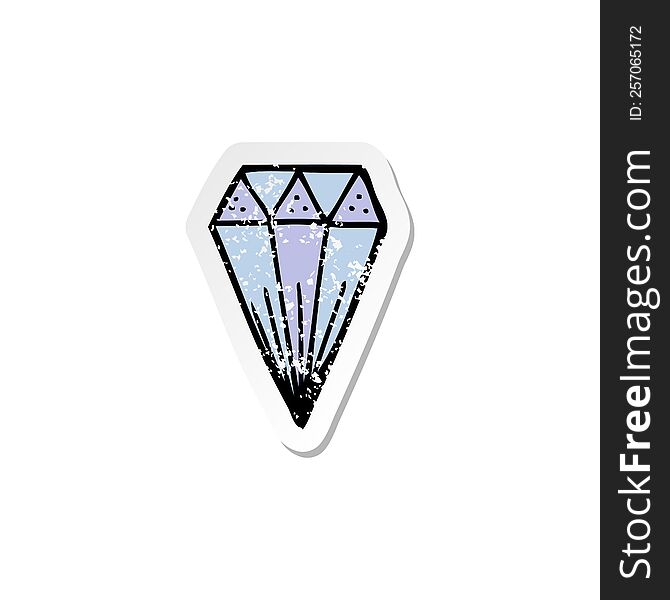 retro distressed sticker of a cartoon diamond symbol