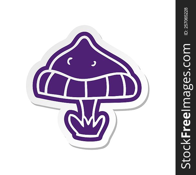 cartoon sticker of a single toadstool