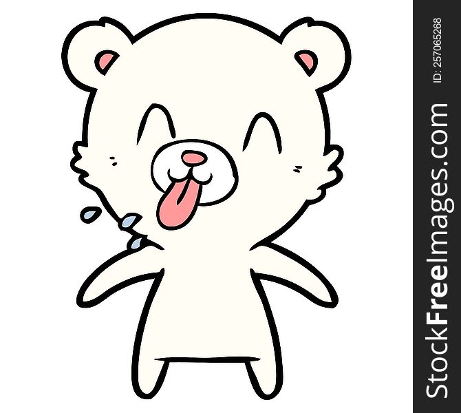 rude cartoon polar bear sticking out tongue. rude cartoon polar bear sticking out tongue