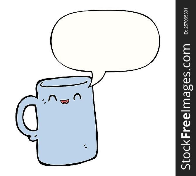cartoon mug with speech bubble. cartoon mug with speech bubble