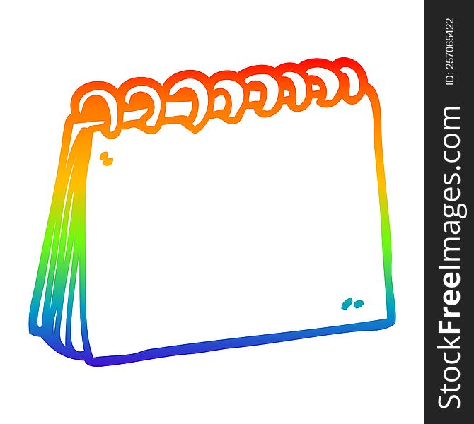 rainbow gradient line drawing of a cartoon blank calendar