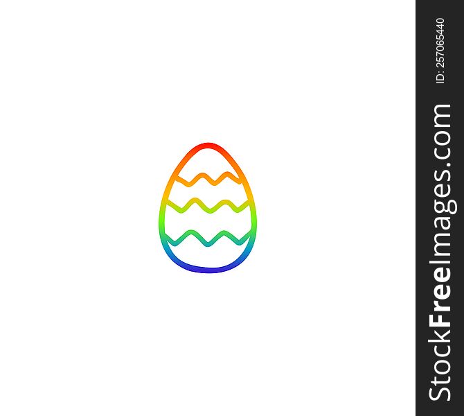 rainbow gradient line drawing of a cartoon painted easter egg