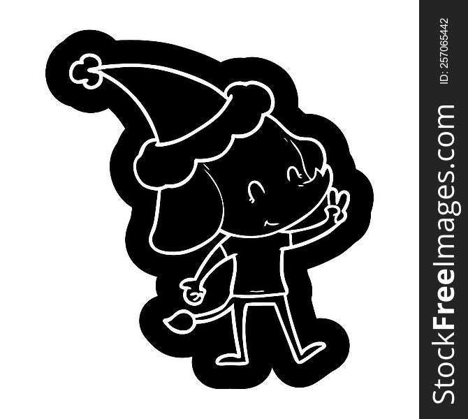 Cute Cartoon Icon Of A Elephant Wearing Santa Hat
