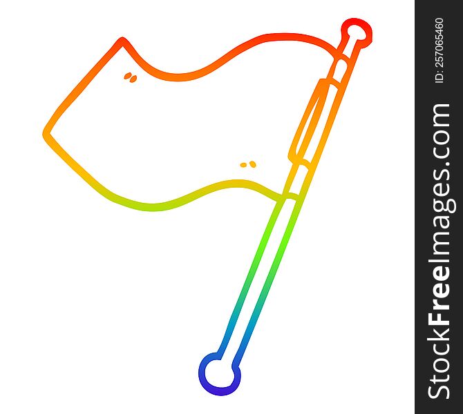 Rainbow Gradient Line Drawing Cartoon Red Flag