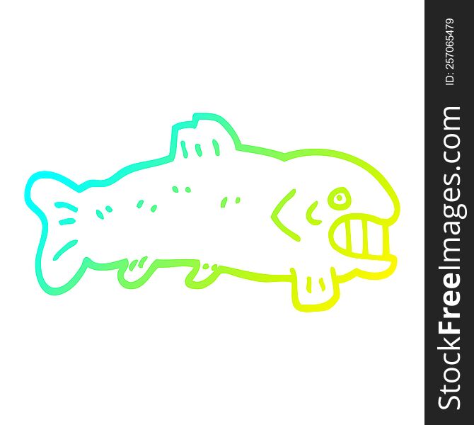cold gradient line drawing of a cartoon large fish