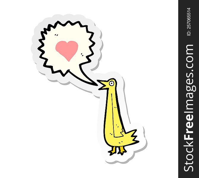 Sticker Of A Cartoon Tweeting Bird