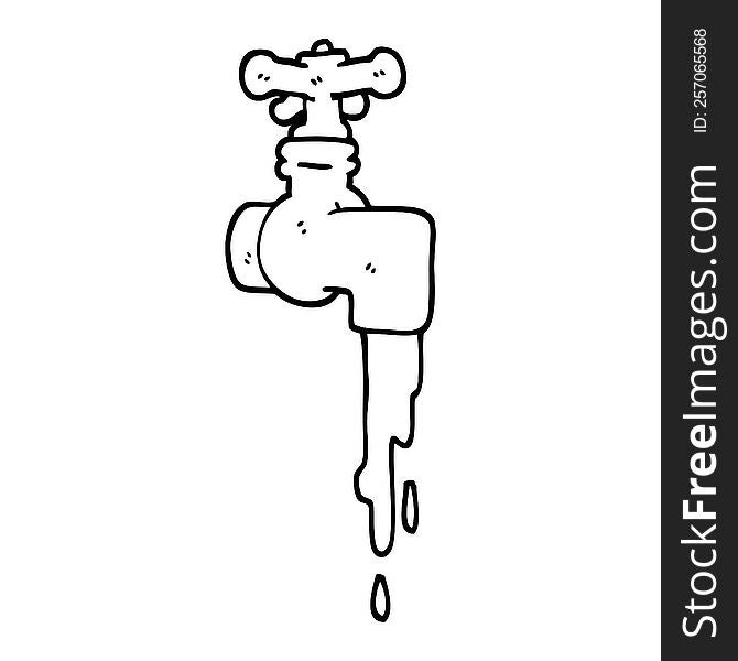 black and white cartoon dripping faucet