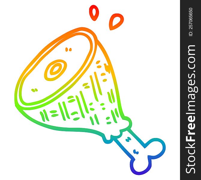 rainbow gradient line drawing of a cartoon cooked meat