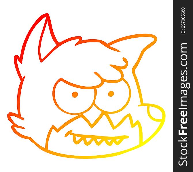 warm gradient line drawing of a cartoon fox face