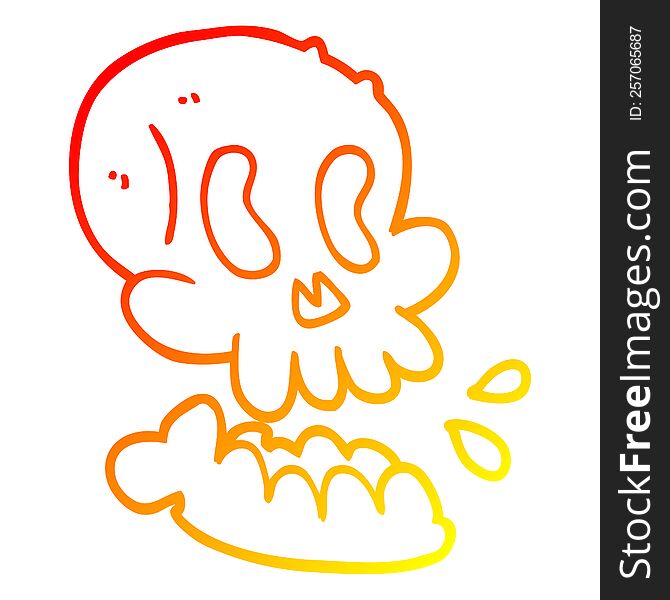 warm gradient line drawing of a cartoon skull
